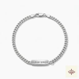 Personalized Silver Nameplate Curb Chain Bracelet thumbnail 1