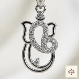 Tarakshi Divine Ganesha Silver Pendant Necklace with CZ thumbnail 2