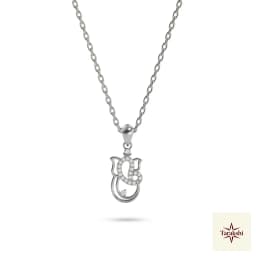 Tarakshi Divine Ganesha Silver Pendant Necklace with CZ thumbnail 1