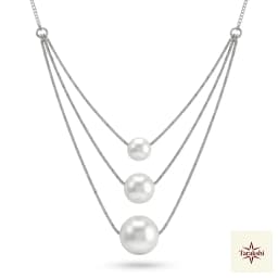 Triple Layered Pearl Sterling Silver Necklace thumbnail 1