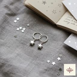 Twinkling Star Silver Hoop Earrings thumbnail 3