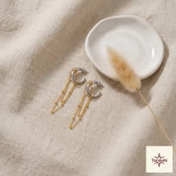 Two-Tone Chain Dangle Hoop Earrings thumbnail 3