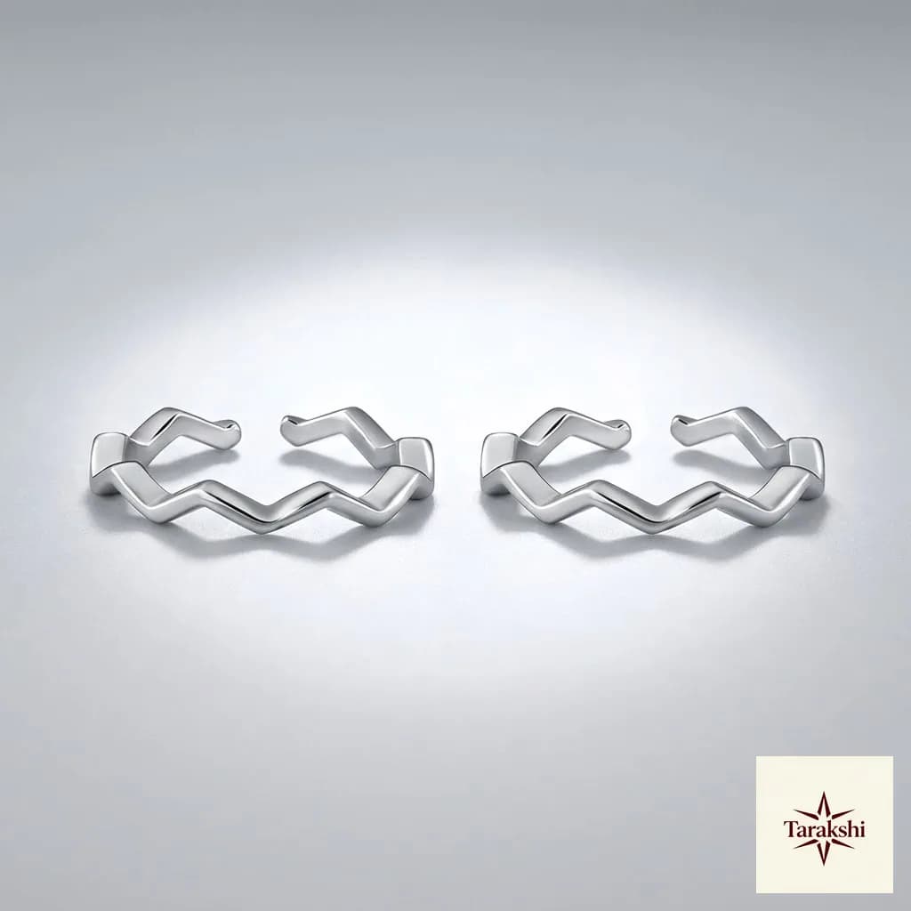 Zig Zag Wave Sterling Silver Toe Rings (Pair)