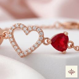 Charming Heart Trio Rose Gold Plated Silver Bracelet thumbnail 2