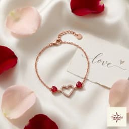 Charming Heart Trio Rose Gold Plated Silver Bracelet thumbnail 3