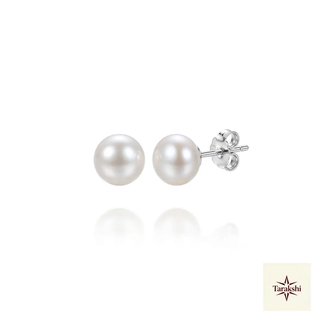 Classic Pearl Stud Earrings in Sterling Silver