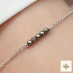 Delicate Pyrite Beaded Silver Anklet thumbnail 2
