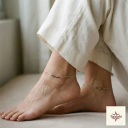 Delicate Pyrite Beaded Silver Anklet thumbnail 4
