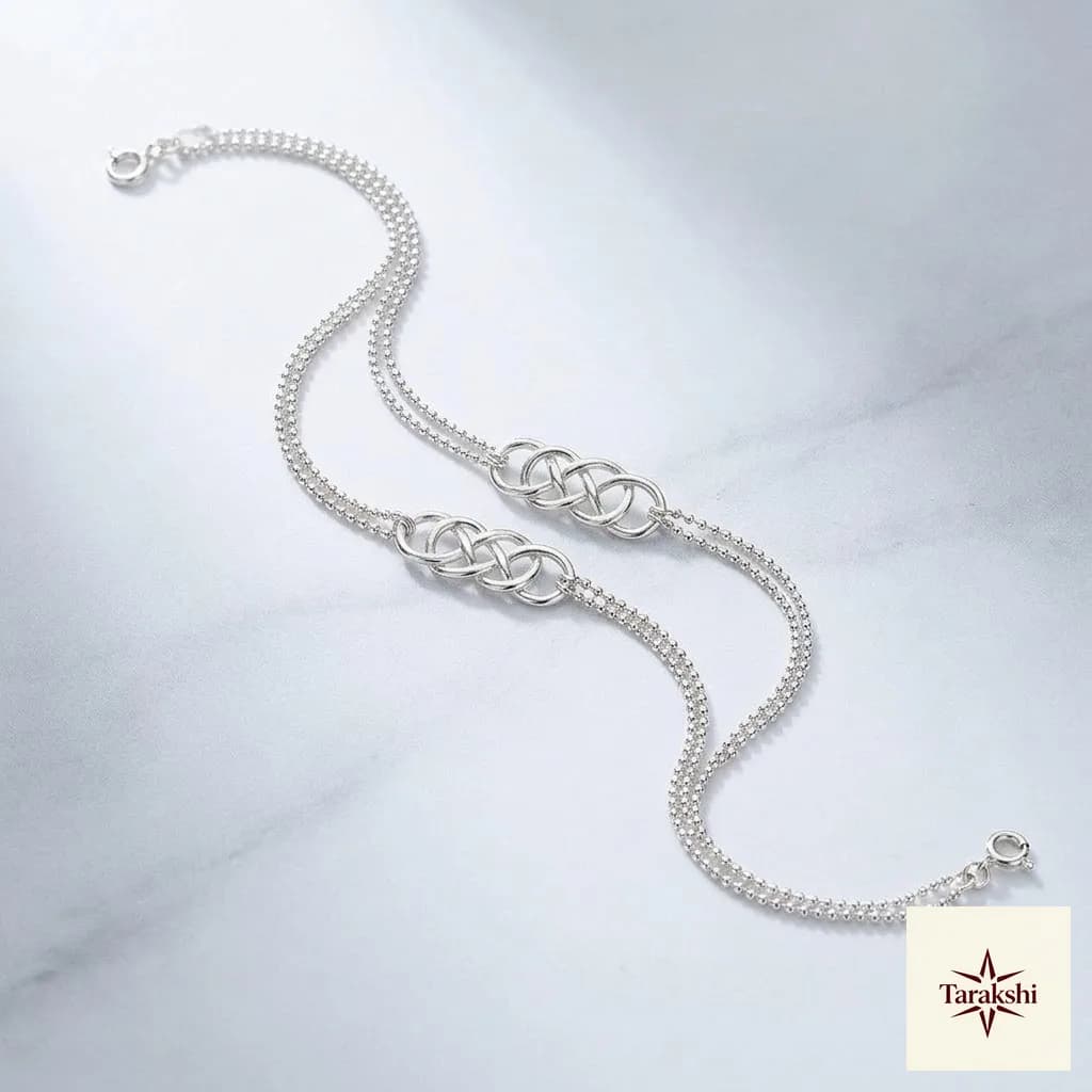 Eternal Knot Sterling Silver Couple Bracelets (Pair) image 1
