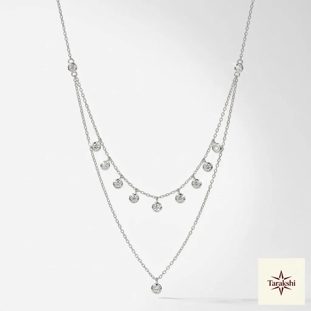 Ethereal Sparkle Layered Silver CZ Necklace image 1