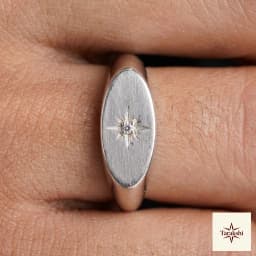Men's Celestial Star Silver Signet Ring Adjustable  thumbnail 2