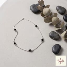 Minimalist Black Onyx Sterling Silver Anklet thumbnail 3