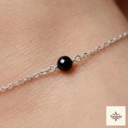 Minimalist Silver Black Onyx Anklet thumbnail 2