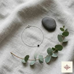 Minimalist Silver Black Onyx Anklet thumbnail 3