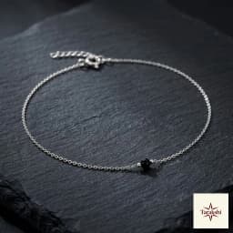 Minimalist Silver Black Onyx Anklet thumbnail 1