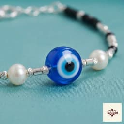 Mystic Aura Evil Eye Pearl & Silver Bracelet thumbnail 2