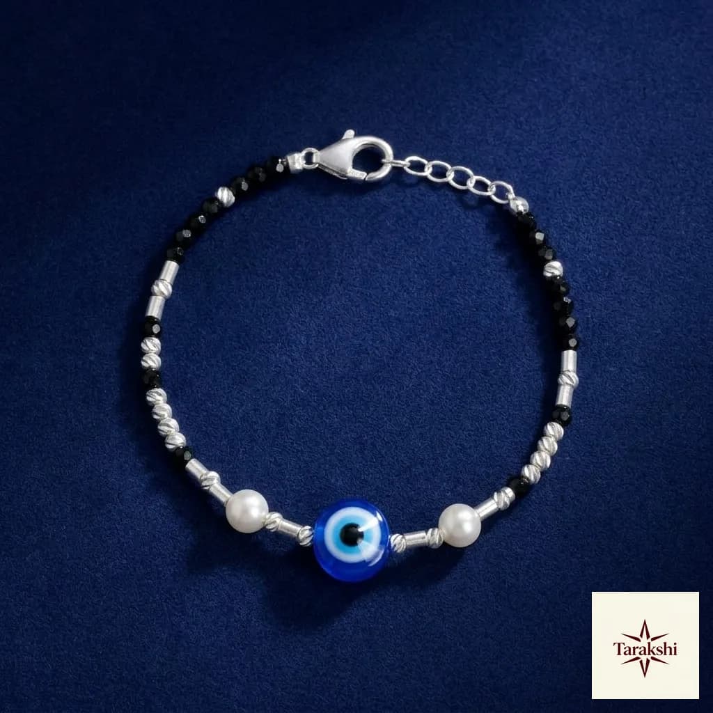 Mystic Aura Evil Eye Pearl & Silver Bracelet