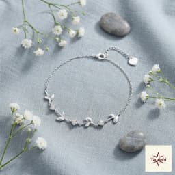 Nature-Inspired Zirconia Silver Leaf Bracelet thumbnail 3