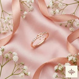 Rose Gold Bow & Sparkle Adjustable Silver Ring thumbnail 3
