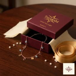 Rose Gold Plated Silver Dainty Heart & Blue Bead Anklet thumbnail 4