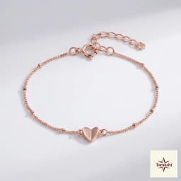 Rose Gold Plated Silver Heart Charm Bracelet thumbnail 1