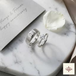 Sterling Silver Adjustable Solitaire Couple Rings thumbnail 3