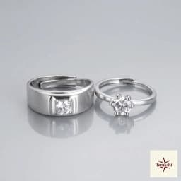Sterling Silver Adjustable Solitaire Couple Rings thumbnail 1