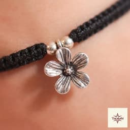Tarakshi Bloom Oxidized Silver Thread Anklet thumbnail 2