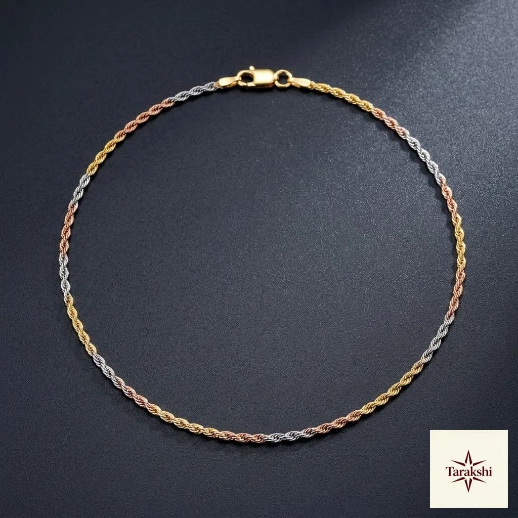 Tri-Color Plated 925 Sterling Silver Rope Chain image 1