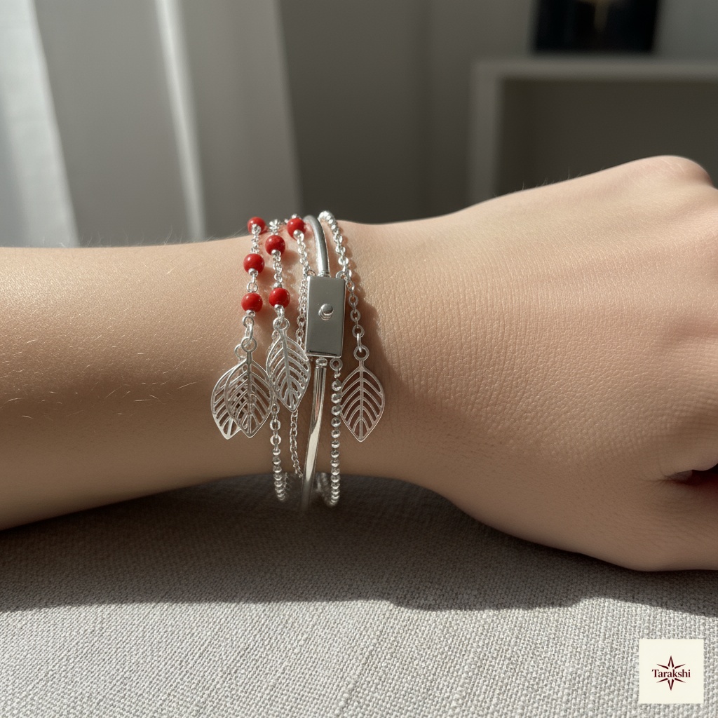 Coral Leaf Charm Bracelet
