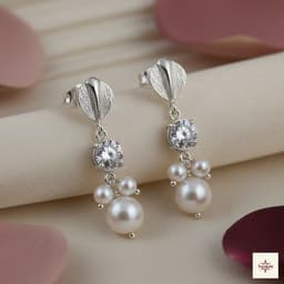 Dewdrop Petal Pearl Drop Earrings thumbnail 1
