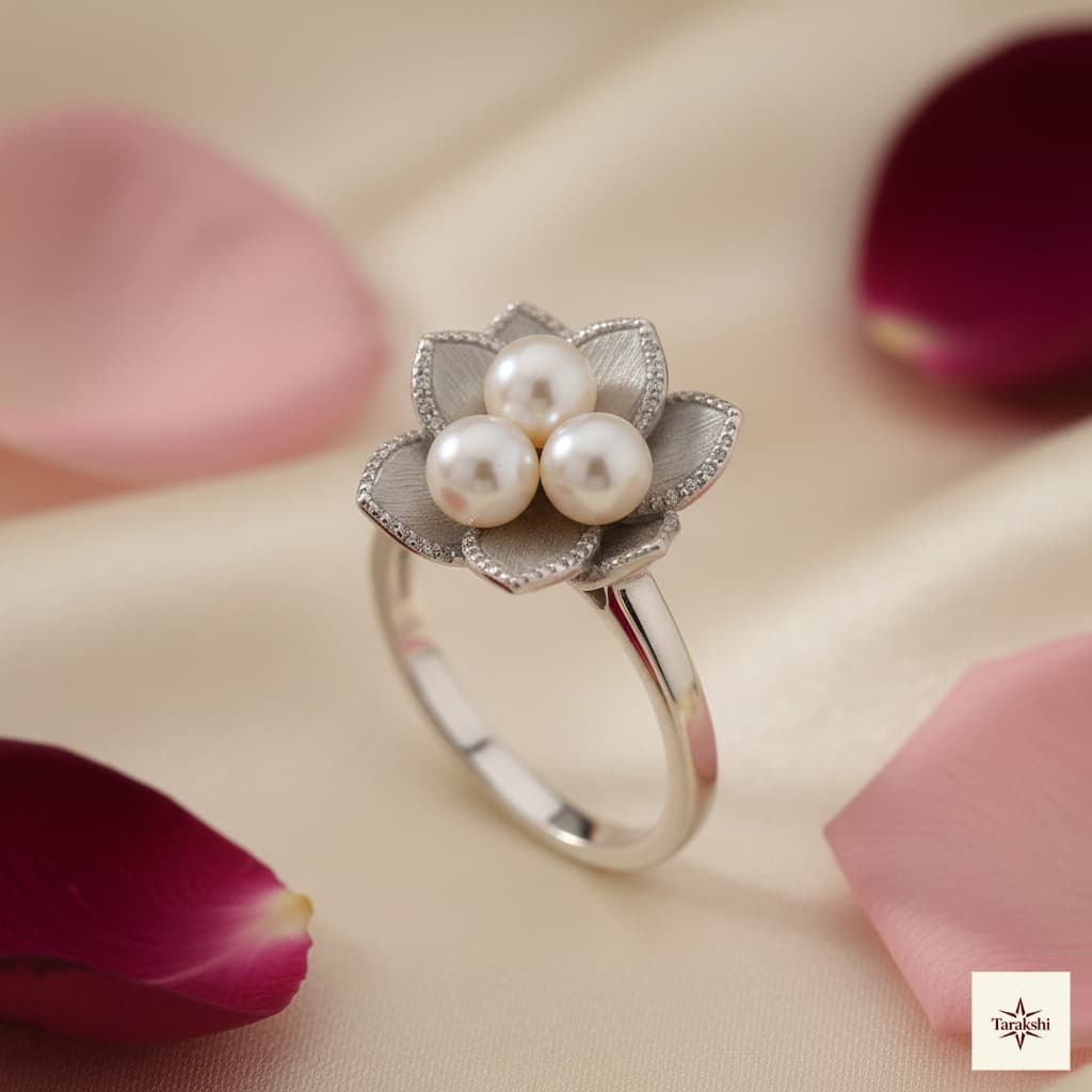 Eternal Bloom Pearl & AD Cocktail Ring image 1