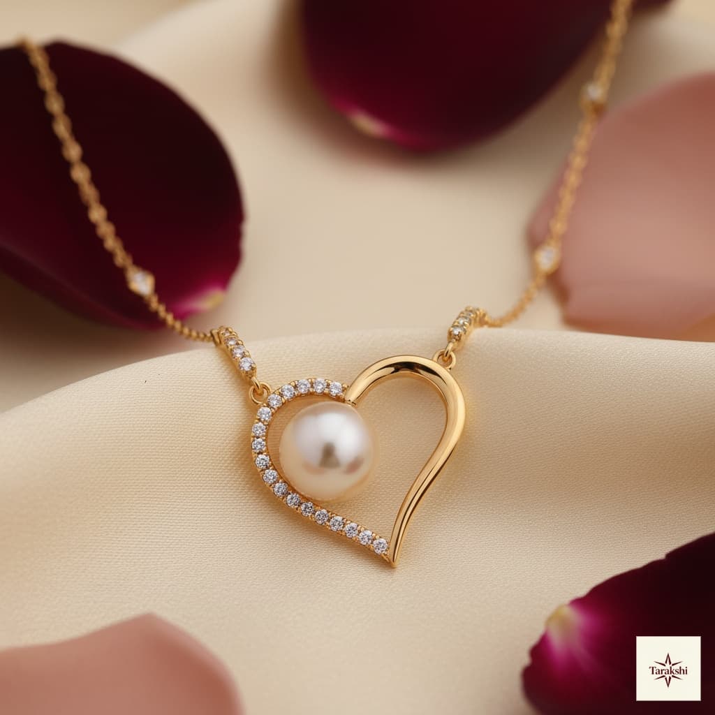 Eternal Heart Pearl & AD Gold-Plated Necklace image 1