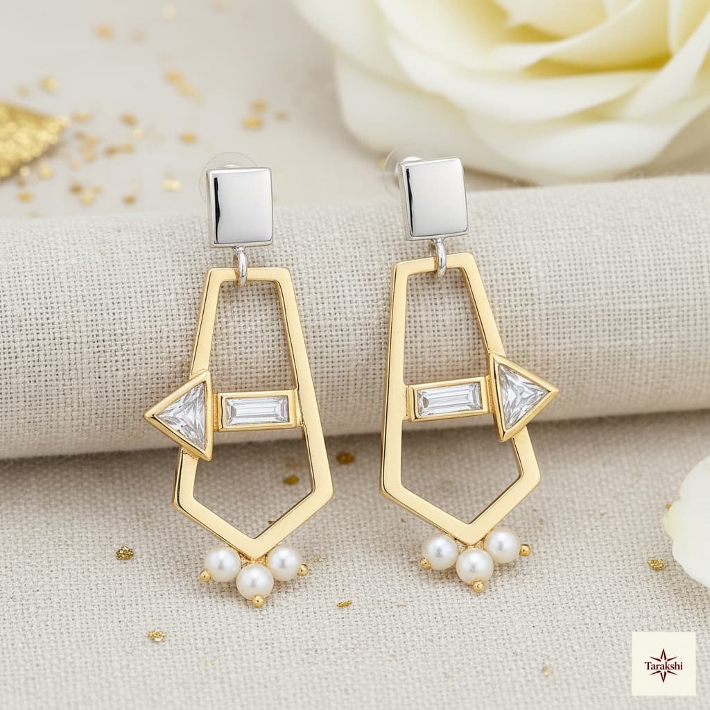 Geometric Glamour Bridal Drop Earrings
