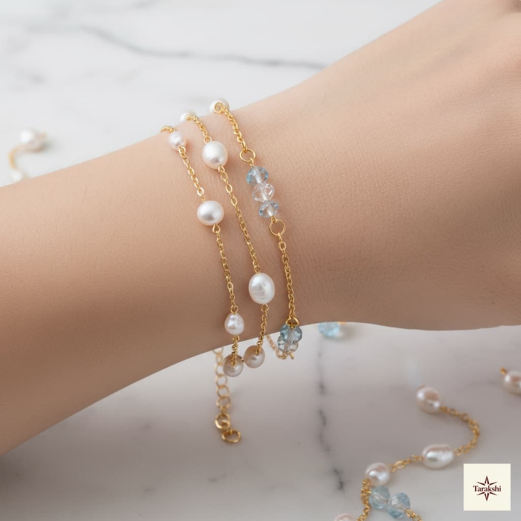 Gold Pearl Bead Bracelet image 1