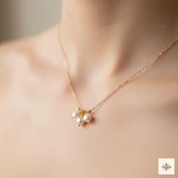 Gold Pearl Cluster Necklace thumbnail 1