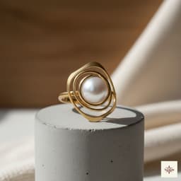 Gold Wire Pearl Ring thumbnail 1