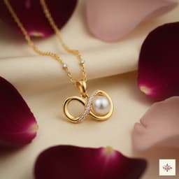 Golden Whisper Infinity Pearl & AD Pendant Chain thumbnail 1