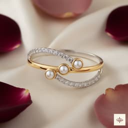 Intertwined Hearts Pearl & AD Gold-Plated Bangle thumbnail 1