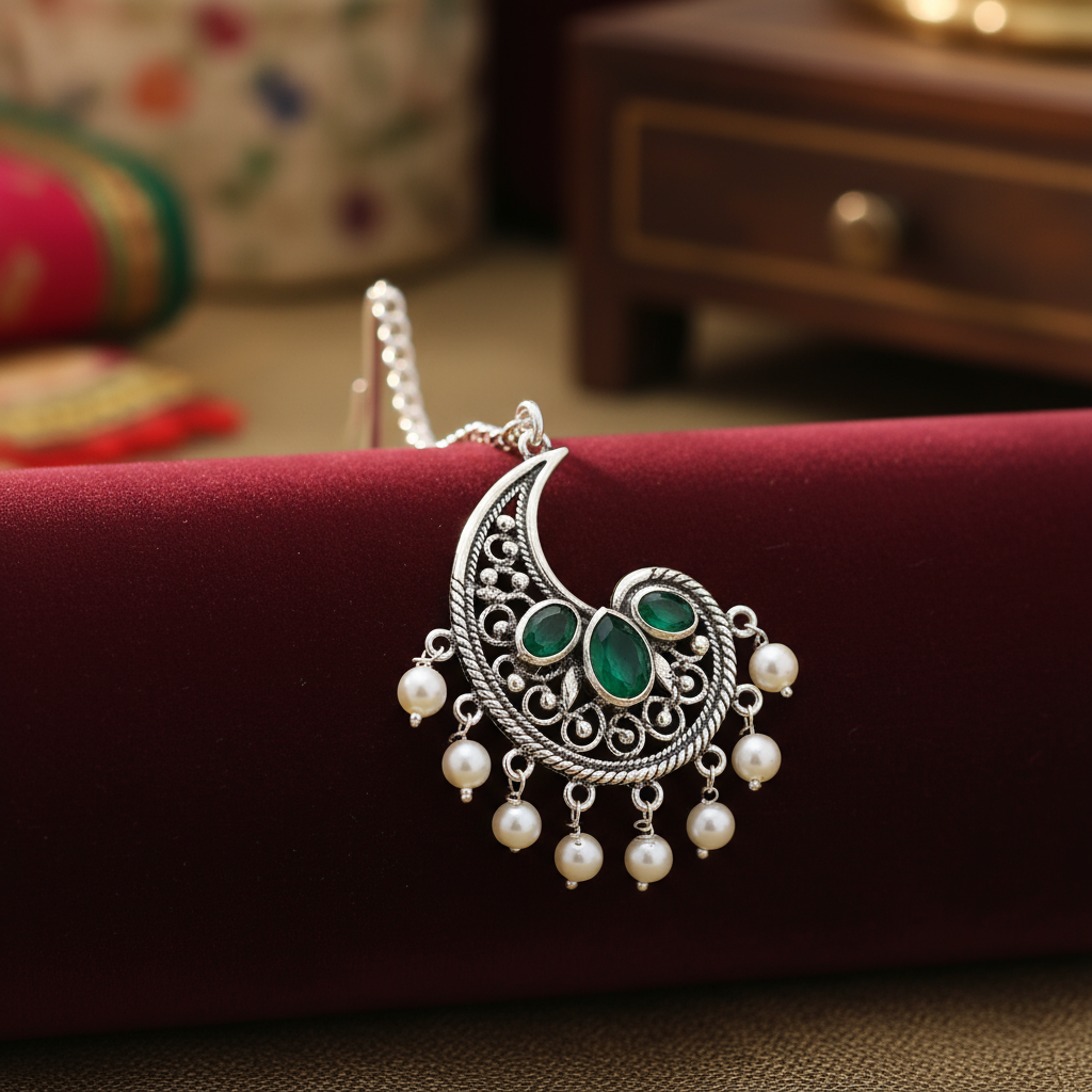 Peacock Feather Maang Tikka