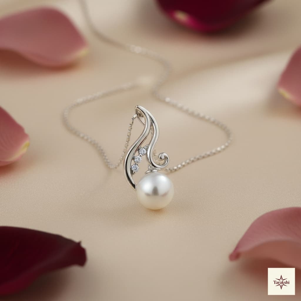 Serene Aura Pearl Drop Pendant Chain image 1