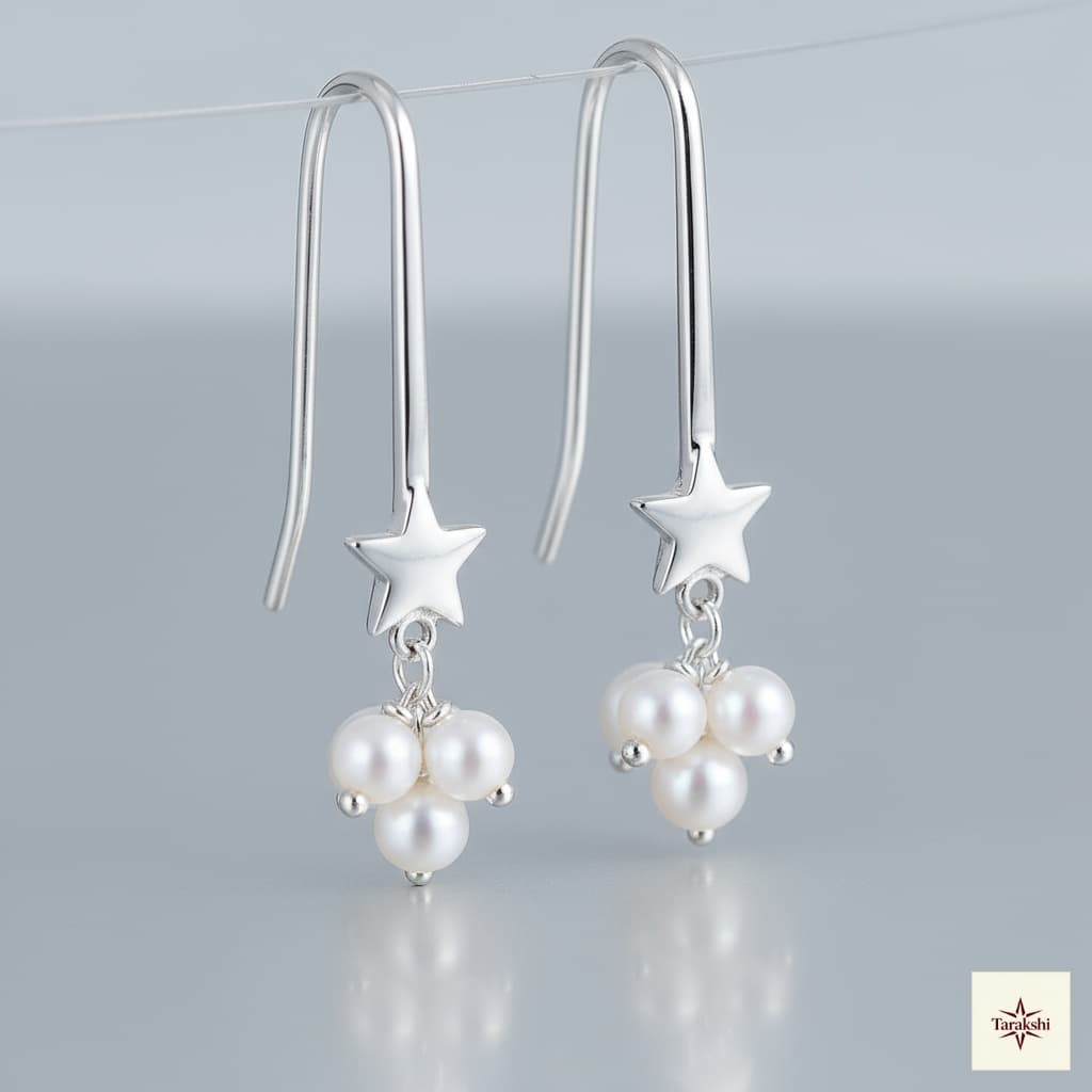 Star Pearl Drop Earrings