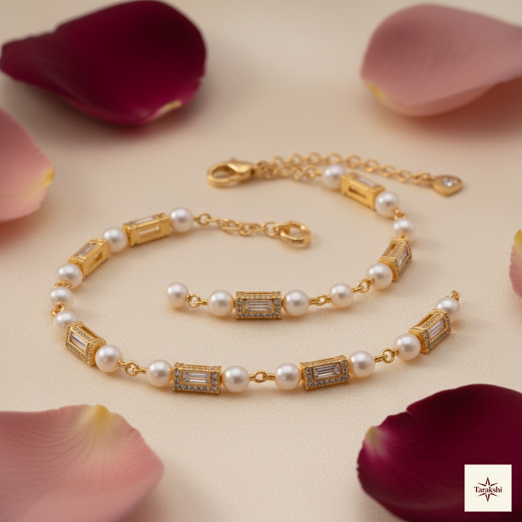 Whispers of Love Pearl & AD Gold-Plated Bracelet