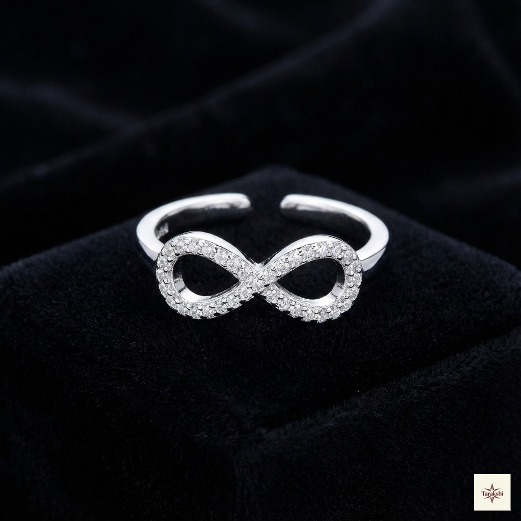Silver Pave Infinity Open Ring image 1