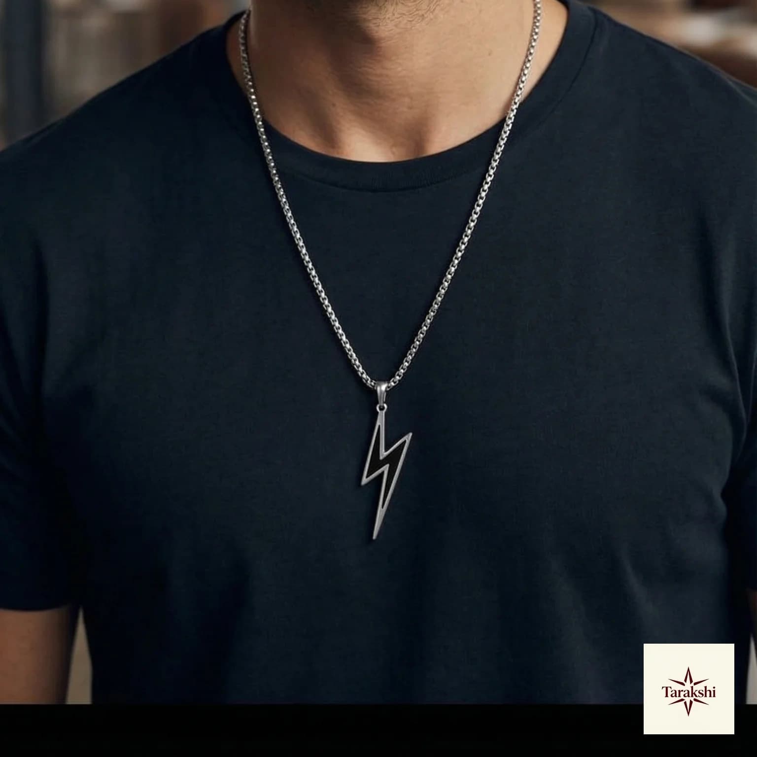 Sterling Silver Lightning Bolt Pendant Necklace