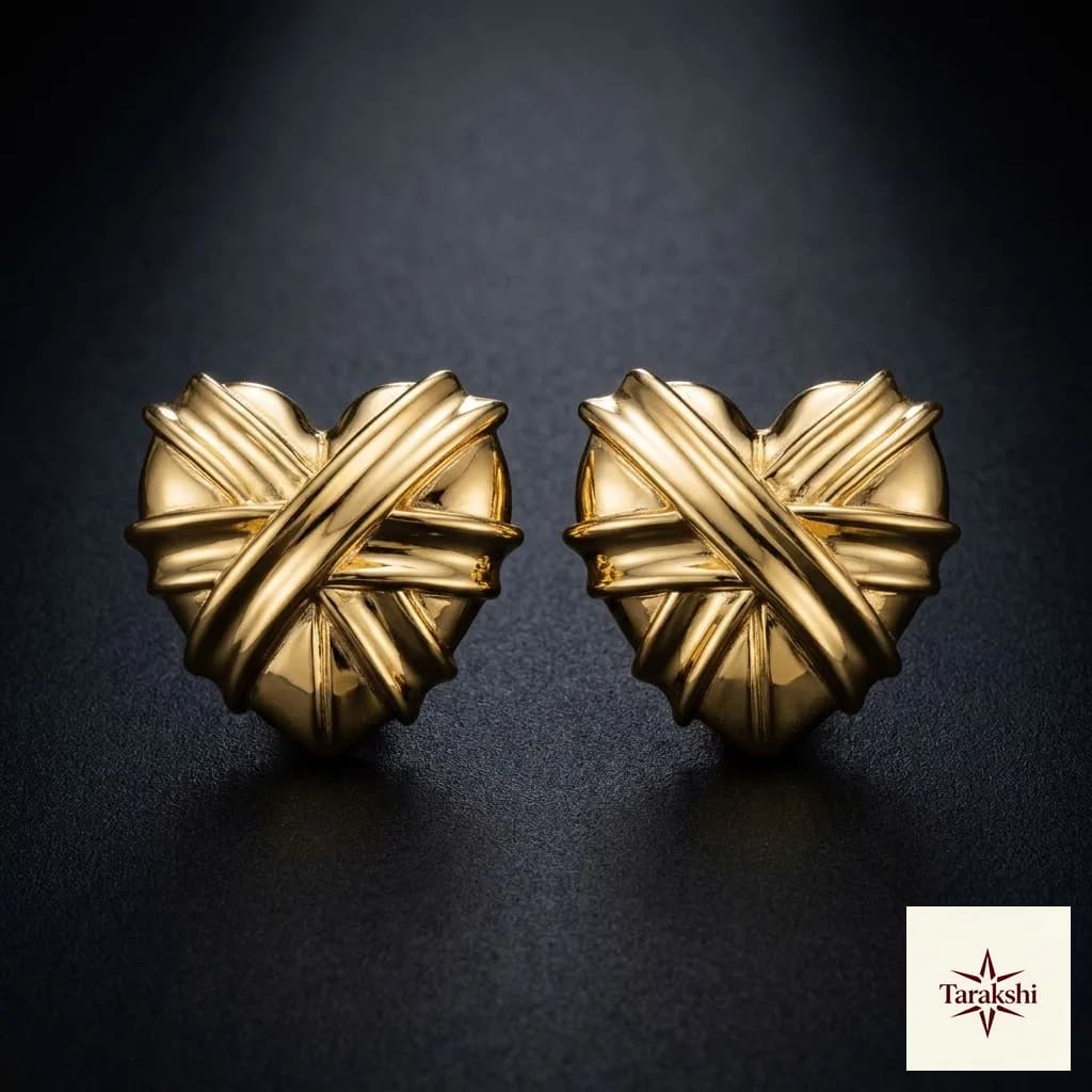 Sculptural Gold Plated Heart Sterling Silver Earrings image 1