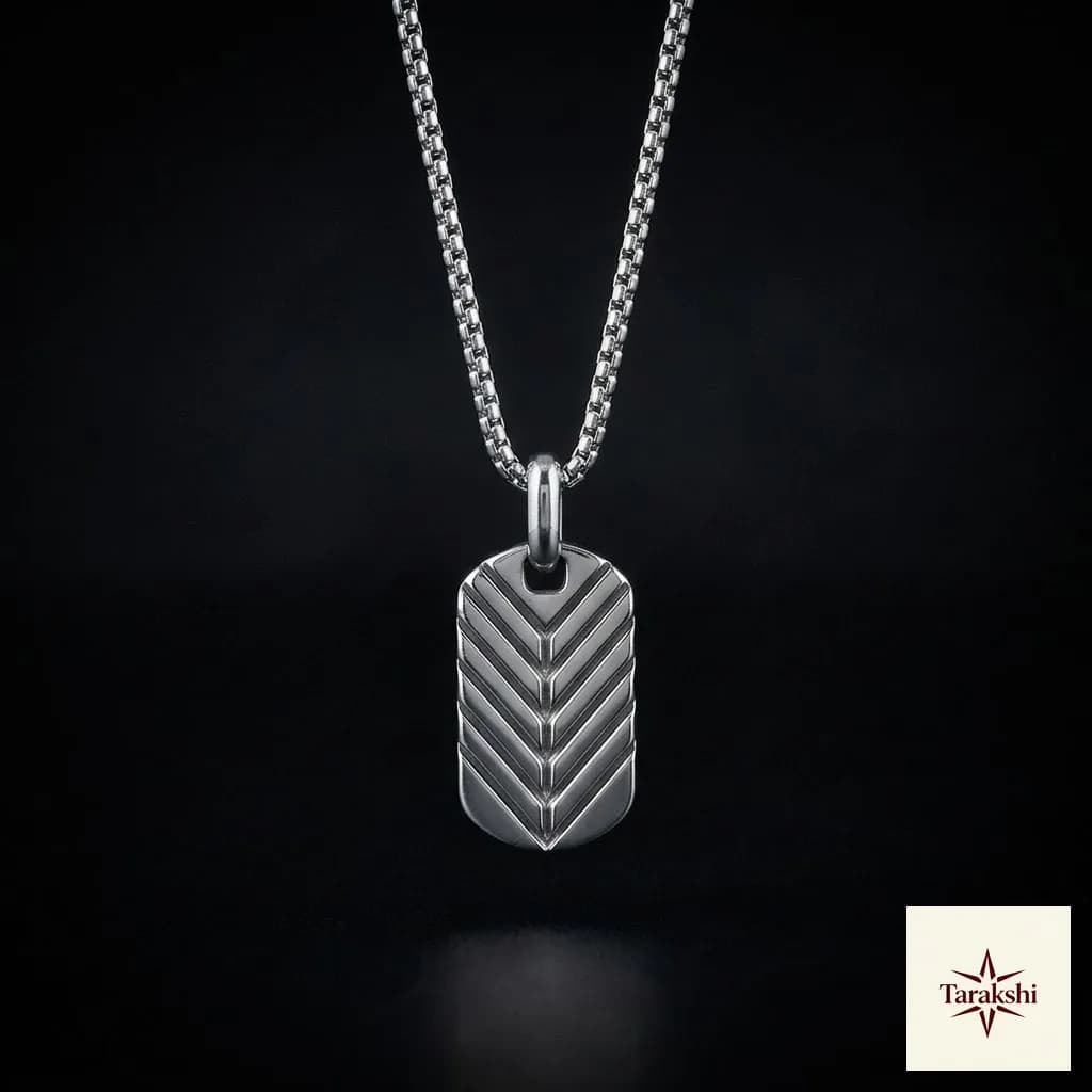Chevron Crest Sterling Silver Pendant for Men