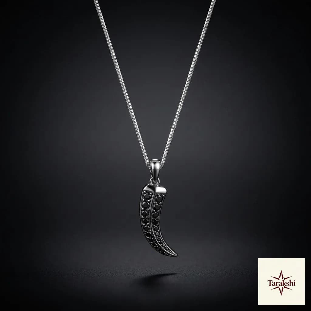 Cosmic Noir Silver Pave Pendant Necklace