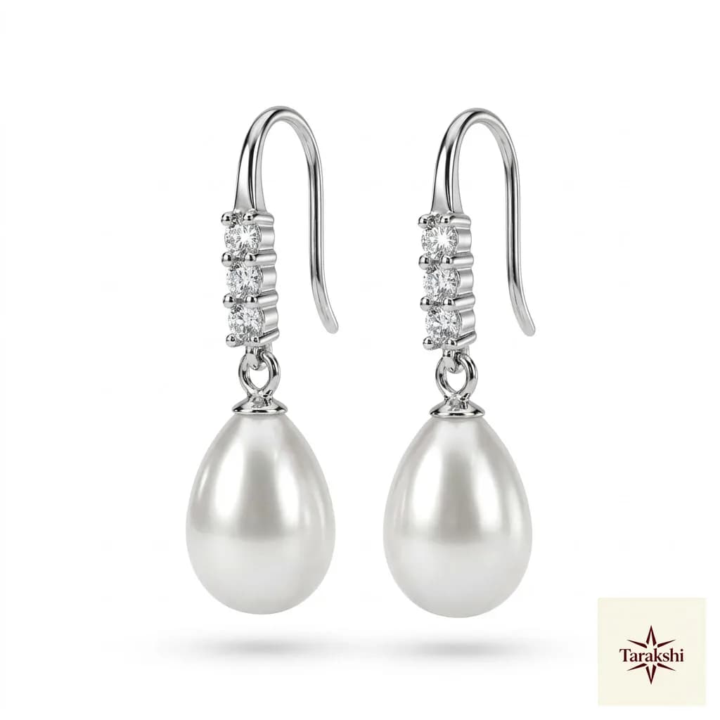 Elegant Pearl & Zircon Drop Earrings