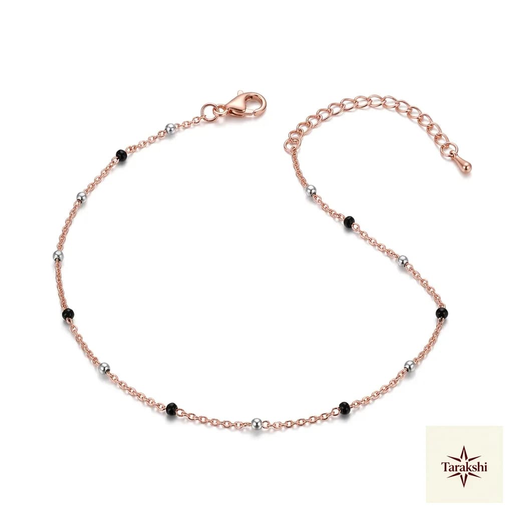 Ethereal Beaded Rose Gold-Plated Silver Anklet image 1